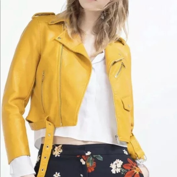 Zara Jackets & Blazers - Zara Yellow Mustard Moto Jacket